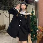 Sailor Collar Fluffy Trim Toggle-front Coat