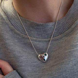 Heart Rhinestone Star Pendant Sterling Silver Choker Xl1393 - Silver - One Size