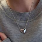 Heart Rhinestone Star Pendant Sterling Silver Choker Xl1393 - Silver - One Size