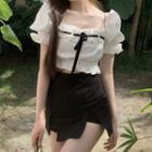 Puff-sleeve Ruffled Blouse / Skort