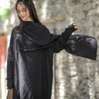 Wrap Long-sleeve Maxi Dress Black - One Size
