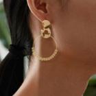 Beaded Hoop Drop Earring 1 Pair - Gold - One Size