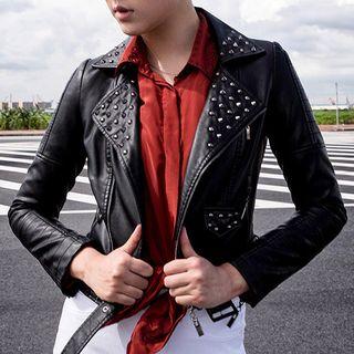 Studded Faux-leather Biker Jacket