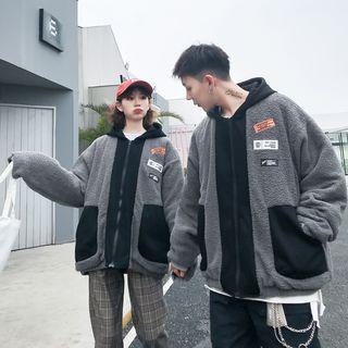 Couple Matching Applique Hooded Zip Coat