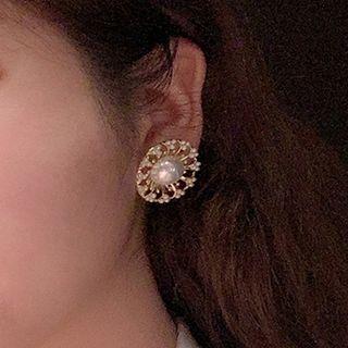 Faux Pearl Daisy Earring Gold - One Size