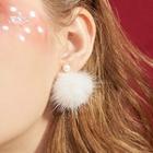 925 Sterling Silver Faux Pearl Bobble Earring 1 Pair - One Size