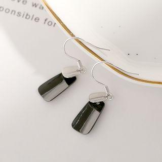 925 Sterling Silver Two-tone Drop Earring Black & White - Silver & Black - One Size
