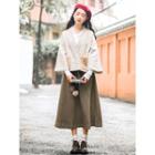 Bell-sleeve Plaid Open Front Jacket