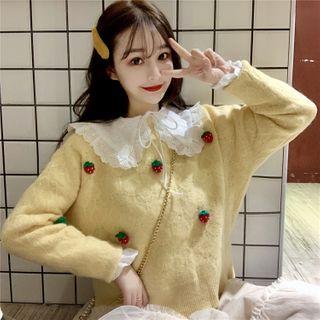 Strawberry Detailed Sweater / Bell-sleeve Embroidered Blouse