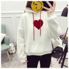 Heart Applique Drawstring Hoodie