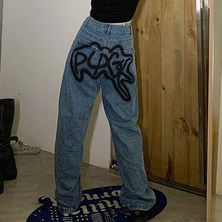 Butterfly Print Wide Leg Jeans