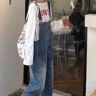 Loose-fit Denim Strappy Pants