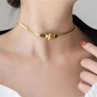 Buckled Choker Necklace - Gold - One Size