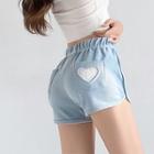 Heart-embroidered Wide-leg Sweatshorts In 5 Colors