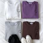 Smiley Face Embroidery Sweatshirt