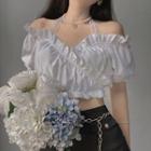 Pleated Mini A-line Skirt / Off-shoulder Blouse (various Designs)