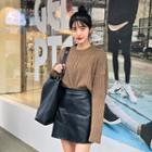 Crew-neck Drop-shoulder Ribbed Sweater