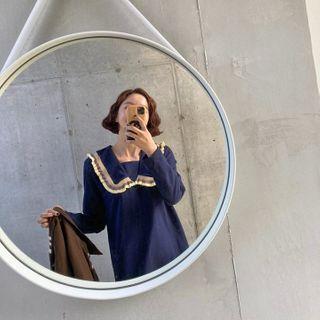 Sailor-collar Cotton Shift Dress