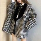 Applique Houndstooth Double-breasted Coat Black - One Size