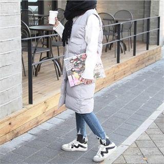 High-neck Long Padded Vest