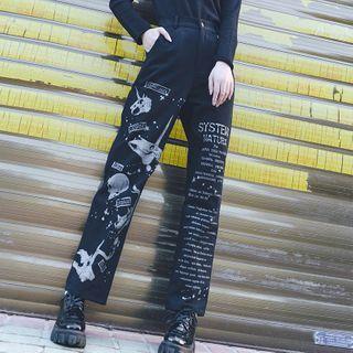 Monster Print Lettering Pants