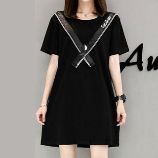 Chevron Short-sleeve Minidress