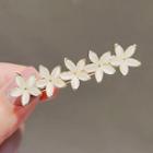 Flower Cat Eye Stone Hair Clip Ly1409 - White & Gold - One Size