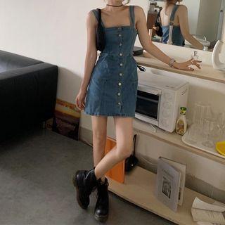 Strappy Denim Mini A-line Dress