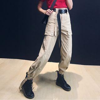 Buckled-hem Cargo Jogger Pants