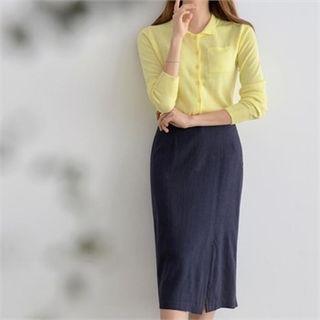 Collared Pocket-front Cardigan
