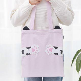 Animal Applique Canvas Tote Bag