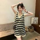 Sleeveless Striped Knit Dress Almond - One Size