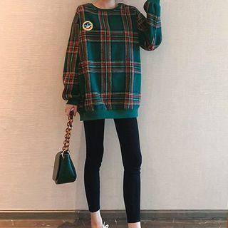 Smiley Face Plaid Pullover / Leggings / Set