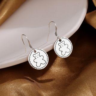 Bear Sterling Silver Dangle Earring 1 Pair - Bear Biscuit Earrings - Silver - One Size
