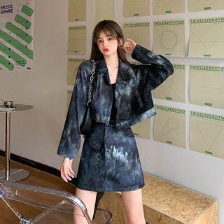 Tie-dyed Zip-up Jacket / Mini A-line Skirt