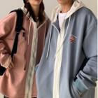 Two-tone Printed Zip-up Hoodie