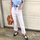 High-rise Cotton Straight-cut Pants