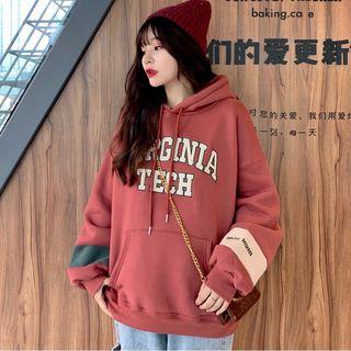Color-block Letter Print Hoodie