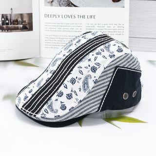 Print Panel Beret Black & White - One Size