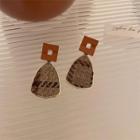 Geometric Alloy Dangle Earring 1 Pair - Eh1203 - Brown - One Size