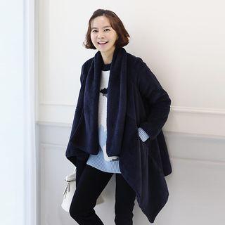 Open-front Fleece-line Shawl Cardigan