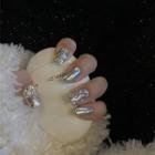Glitter Faux Nail Tips 651 - Faux Pearl & Rhinestone - Silver - One Size
