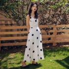 Spaghetti Strap Dotted Bow-back Maxi A-line Dress