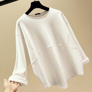 Panel Long-sleeve T-shirt Pink - One Size