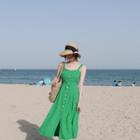 Button-front Slit-back A-line Dress