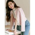 Piped Pastel-tweed Cropped Jacket