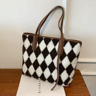 Checkerboard Fleece Tote Bag