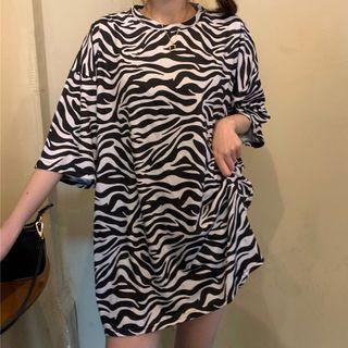 Short-sleeve Zebra Print T-shirt Zebra - One Size
