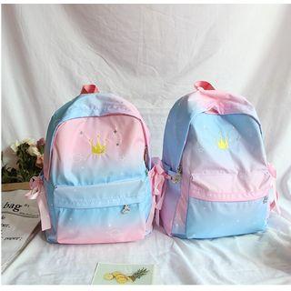 Crown Embroidered Gradient Nylon Backpack