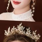 Wedding Rhinestone Tiara / Flower Drop Earring